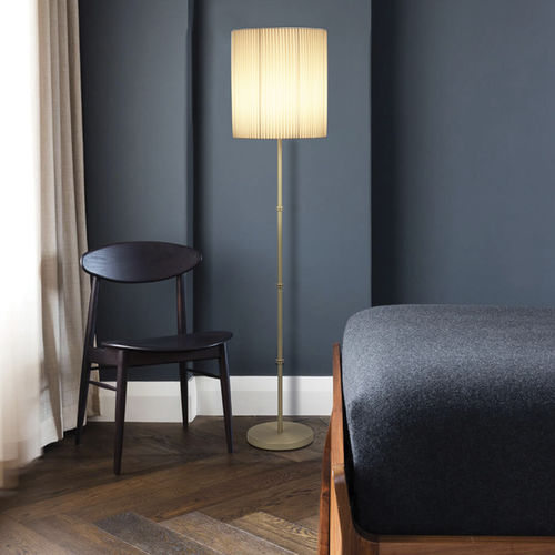 Floor-standing lamp - HIDEO - BROSSIER SADERNE - brushed brass / fabric / contemporary