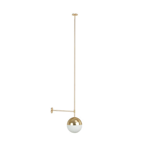 Pendant lamp - SAPHIR SIMPLE - BROSSIER SADERNE - brushed brass / perforated metal / opalescent glass