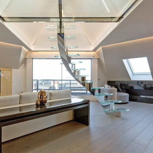 Circular staircase - Marretti - glass step / stainless steel frame / home