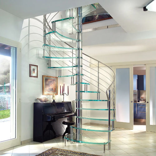 Spiral staircase - must - Marretti - glass step / stainless steel frame / home