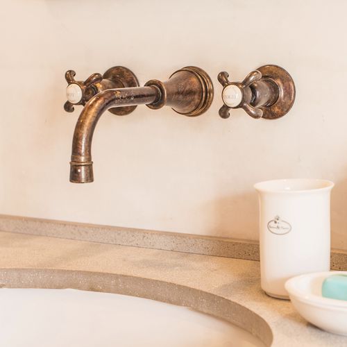Double-handle washbasin mixer tap - NGT1005T - Kenny&Mason - wall-mounted / chrome-plated brass / bathroom