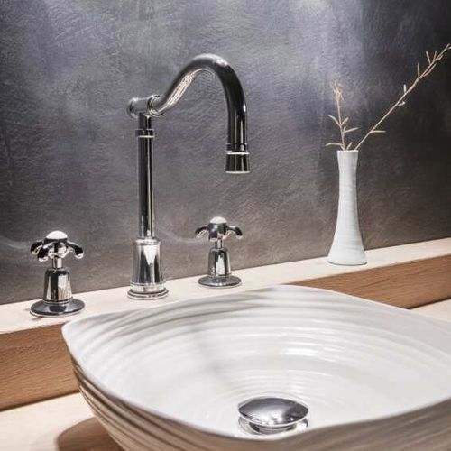 Deck mounted double-handle mixer tap - NGT1015FR - Kenny&Mason - chromed metal / nickel / kitchen