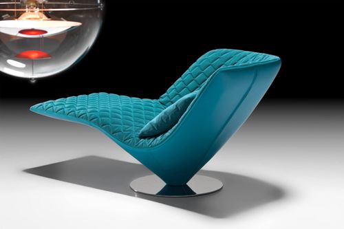 Contemporary chaise longue - ACHILLES COVER - ARTANOVA - fabric / leather / blue