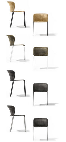 Contemporary restaurant chair - SANTA LUCIA - Richard Lampert - outdoor / rattan / steel base