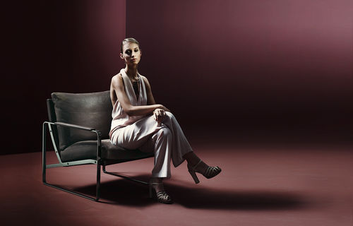 Scandinavian design armchair - FABRICIUS - Walter Knoll - leather / metal / sled base