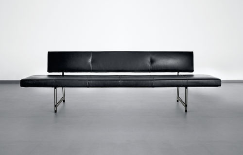 Contemporary upholstered bench - FOSTER 510 - Walter Knoll - leather / with backrest / black