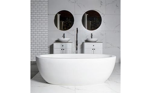 Free-standing bathtub - Angela - Dado Creations Pty (LTD) - quartz composite / blue / multi-color