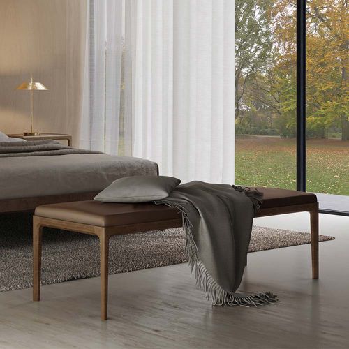 Contemporary upholstered bench - Bellagio - MORELATO - fabric / leather / ash base