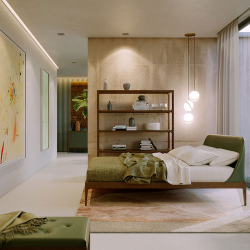 Double bed - Bellagio - MORELATO - contemporary / with upholstered headboard / with leather headboard