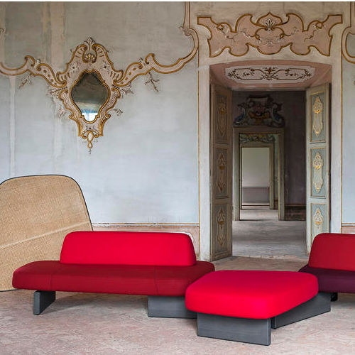 Modular upholstered bench - ISCHIA - Tacchini - contemporary / fabric / with backrest