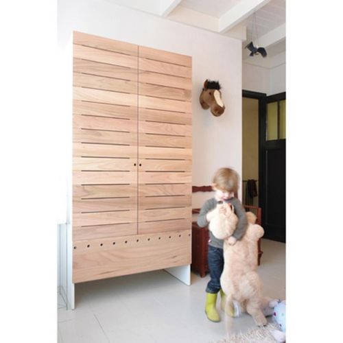 Contemporary wardrobe - GRUTSK  - Pilat & Pilat - wooden / with swing doors / child's