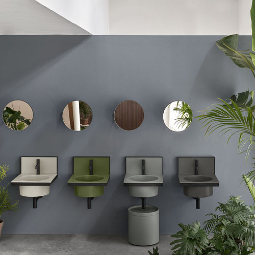 Wall-hung washbasin cabinet - ELLE TONDA - TALCO  AGAVE  BRINA  CEMENTO - Ceramica Cielo - ceramic / steel / contemporary