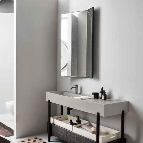 Wall-mounted mirror - ARCADIA - PAN - GLOSS STEEL - Ceramica Cielo - commercial / contemporary / lacquered wood