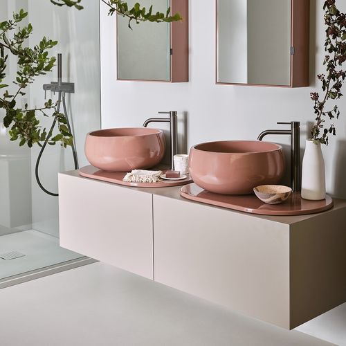 Double washbasin cabinet - DELFO 152 - NINFEA/AVENA - Ceramica Cielo - wall-hung / ash / ceramic