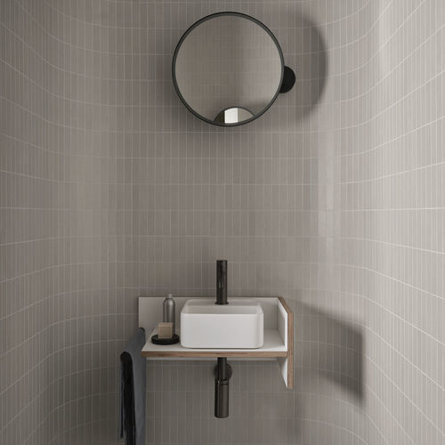 Fenix NTM® vanity top - THEO MINI - TALCO/COTONE - Ceramica Cielo - with towel rack