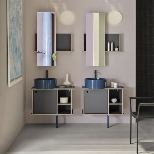 Free-standing washbasin cabinet - THEO 78 - OLTREMARE/TITANIO - Ceramica Cielo - metal / Fenix NTM® / contemporary