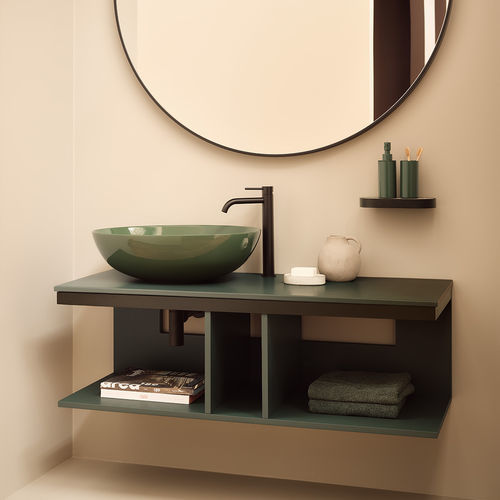 Modular multimedia cabinet - MULTIPLO - Ceramica Cielo - painted steel / lacquered MDF / ceramic