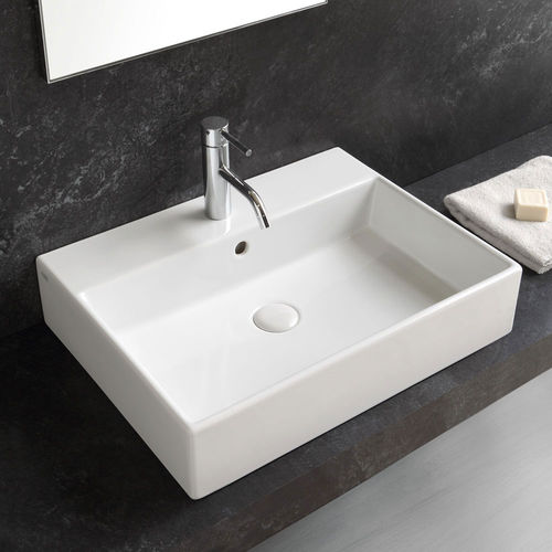Wall-mounted washbasin - SMILE - GLOSSY WHITE - Ceramica Cielo - ceramic / with adjustable mirror / rectangular