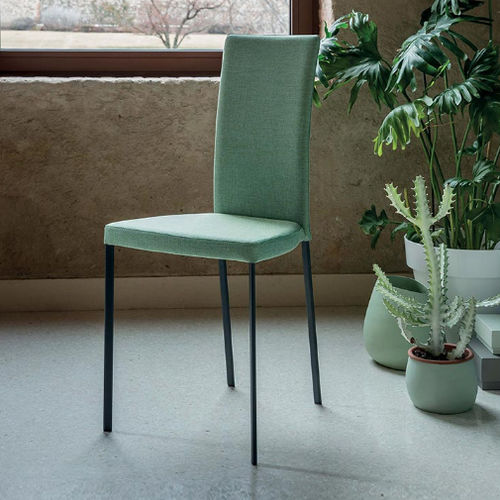 Contemporary chair - SLIM FLEX - Riflessi - indoor / leather / steel base