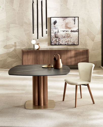 Contemporary table - TOWER piano SQUARE - Riflessi - ceramic / metal base / rectangular