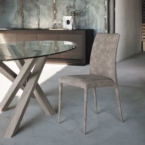 Contemporary chair - BRUNA FLEX - Riflessi - indoor / leather / steel base