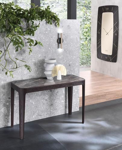 Contemporary sideboard table - CROSS  - Riflessi - ceramic / wooden base / rectangular