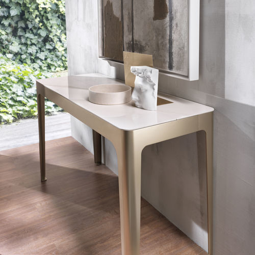 Contemporary sideboard table - CORNER - Riflessi - lacquered wood / crystal / ceramic