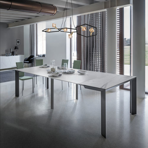Contemporary sideboard table - MANHATTAN - Riflessi - tempered glass / ceramic / aluminum base