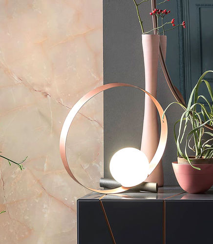 Table lamp - BUBBLE T - Riflessi - painted metal / glass / fabric
