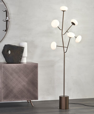 Floor-standing lamp - RAMY PT - Riflessi - painted metal / glass / contemporary