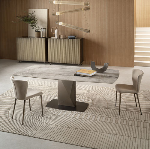 Contemporary table - SABINO  - Riflessi - ceramic / metal base / rectangular