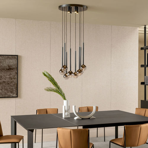 Contemporary chandelier - BOLLE - Riflessi - metal / borosilicate glass / smoked glass