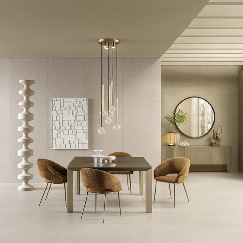 Contemporary dining table - MANHATTAN - Riflessi - crystal / ceramic / aluminum base