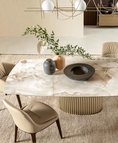 Contemporary dining table - ENEA - Riflessi - glass / crystal / metal