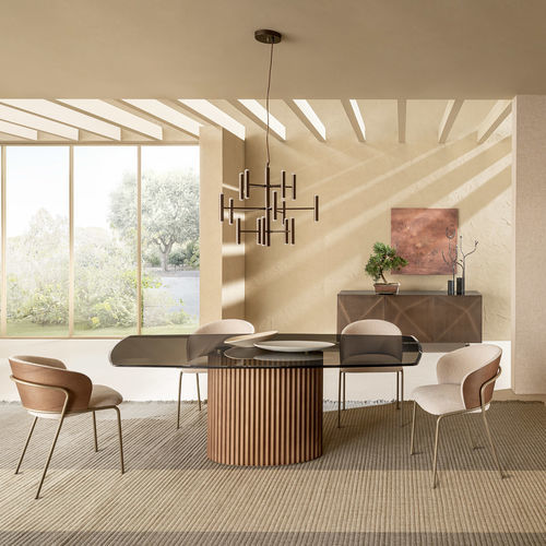 Contemporary dining table - ENEA - Riflessi - glass / crystal / metal