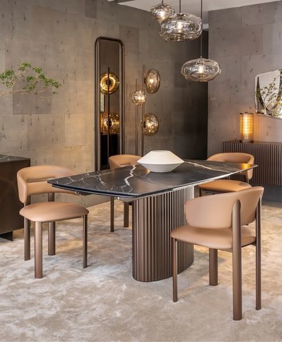 Design dining chair - VELVET - Riflessi - for indoor use / faux leather / fabric
