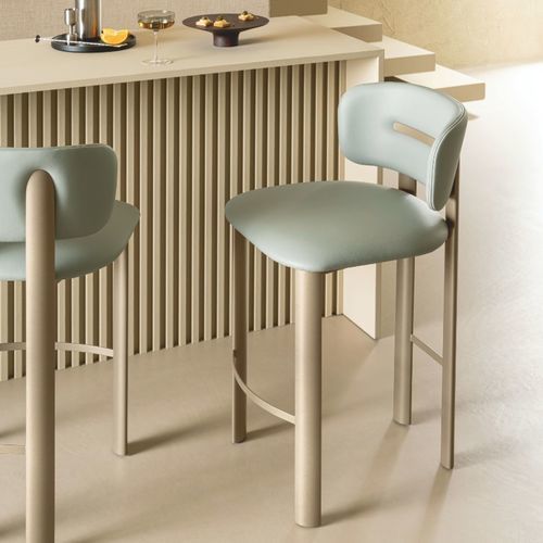 Design dining chair - VELVET SGABELLO - Riflessi - for indoor use / faux leather / fabric