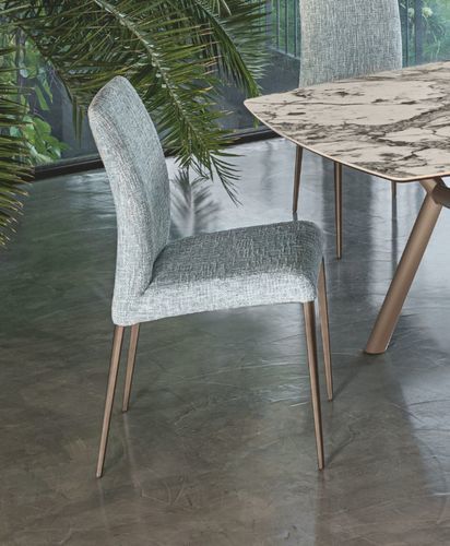 Contemporary chair - BRUNA FLEX - Riflessi - indoor / leather / steel base