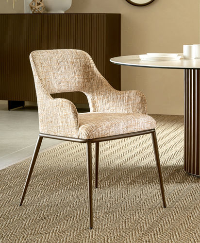 Indoor dining chair - MAIA - Riflessi - fabric / ash / painted metal