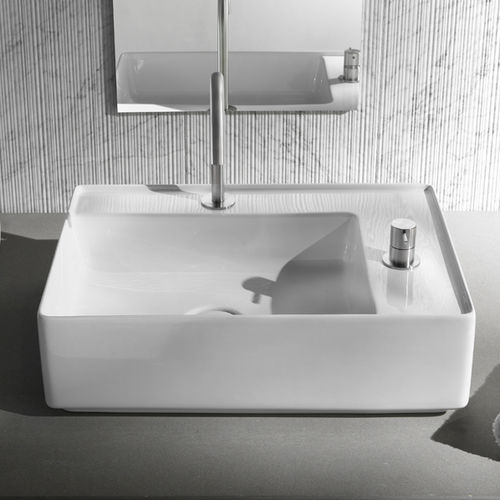 Wall-mounted washbasin - L640 - A. e T. ITALIA - ceramic / rectangular / 2-hole