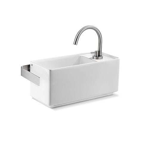 Wall-mounted hand basin - L632 - A. e T. ITALIA - rectangular / ceramic / with towel rack