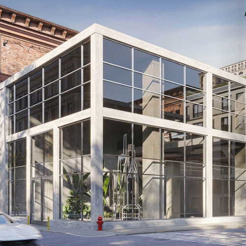 Panel curtain wall - POLIEDRA SKY TECH 50 AOC  - METRA Building - aluminum and glass / glass / decorative