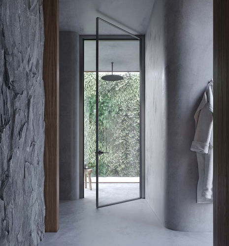 Interior door - HIDDEN PIVOT - METRA Building - glass / aluminium / swing
