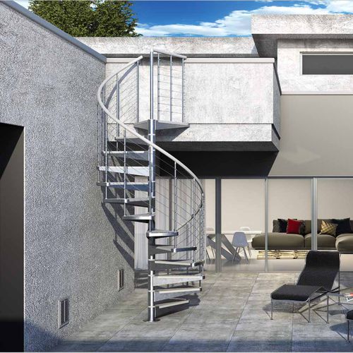 Spiral staircase - ECON Z - Mobirolo - stainless steel step / metal frame / outdoor