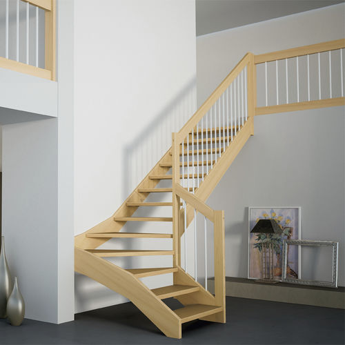 Quarter-turn staircase - OXA : LIGHT - FONTANOT - ALBINI & FONTANOT - half-turn / wooden step / wooden frame