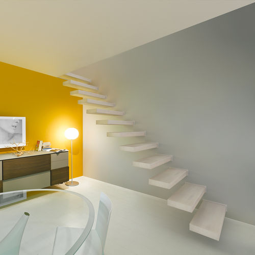 Straight staircase - WALL - FONTANOT - ALBINI & FONTANOT - wooden step / contemporary / precast