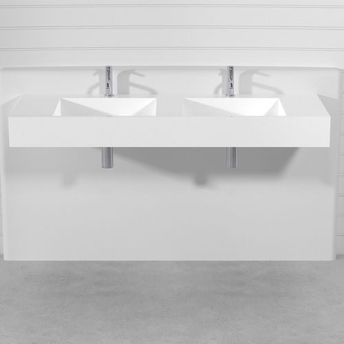 Countertop washbasin - SQUARE - Technova S.r.l. - Pietraluce® / customizable / double