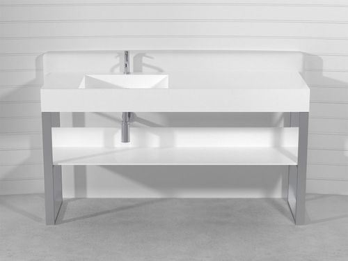 Free-standing washbasin cabinet - SQUARE CONSOLE - Technova S.r.l. - stainless steel / Pietraluce® / contemporary
