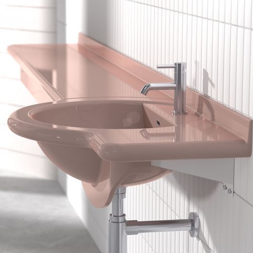 Wall-mounted washbasin - VENEZIA  - Technova S.r.l. - ceramic / Pietraluce® / with counter