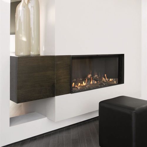Wood-burning fireplace - LUNA DIAMOND 1000H - M-Design - gas / built-in / Single-sided